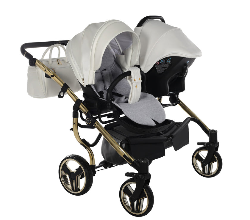 Poussette Double Junama Fluo Individual - Blanc/Or - Mode Bébé Claye