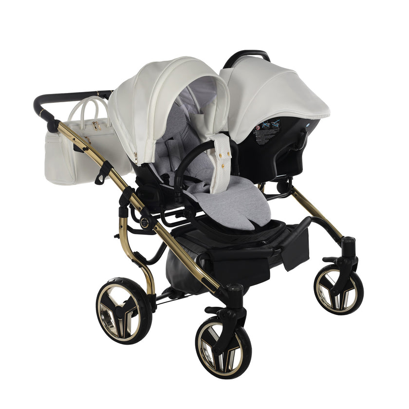 Poussette Double Junama Fluo Individual - Blanc/Or - Mode Bébé Claye