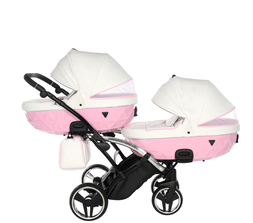 Poussette Double Slim Junama Candy - Rose - Mode Bébé Claye