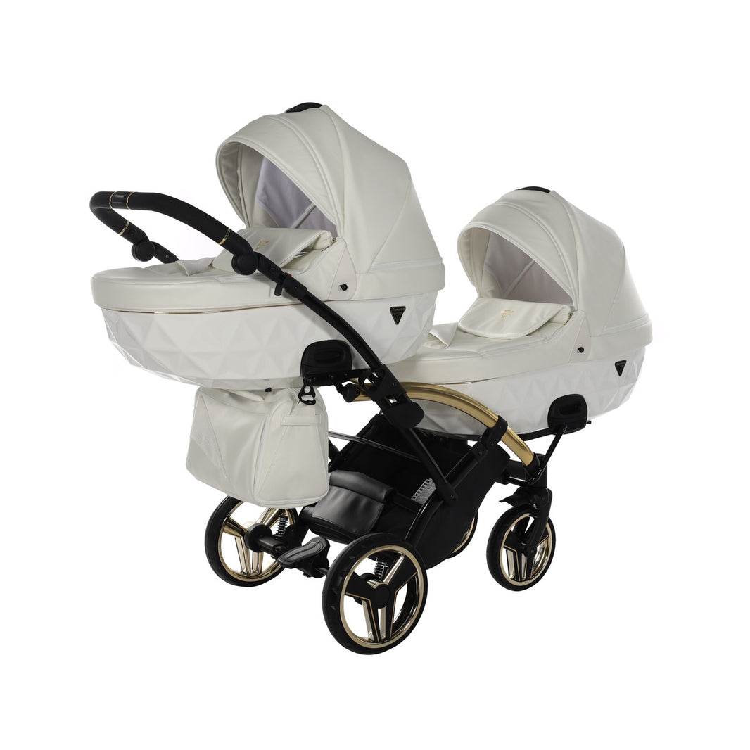 Poussette Double Slim Junama Fluo Individual - Blanc/Or - Mode Bébé Claye