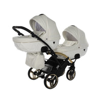 Poussette Double Slim Junama Fluo Individual - Blanc/Or - Mode Bébé Claye