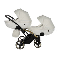 Poussette Double Slim Junama Fluo Individual - Blanc/Or - Mode Bébé Claye