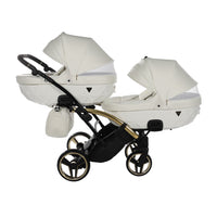Poussette Double Slim Junama Fluo Individual - Blanc/Or - Mode Bébé Claye