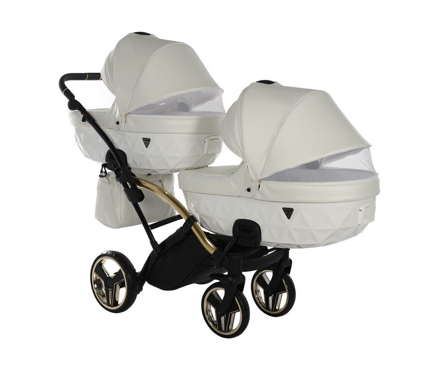 Poussette Double Slim Junama Fluo Individual - Blanc/Or - Mode Bébé Claye