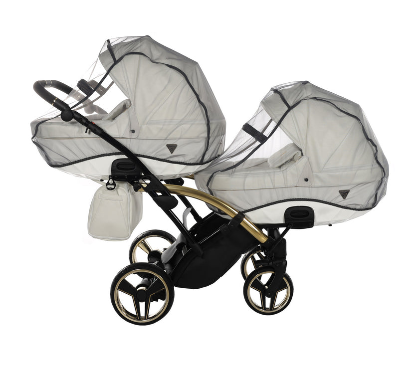 Poussette Double Slim Junama Fluo Individual - Blanc/Or - Mode Bébé Claye