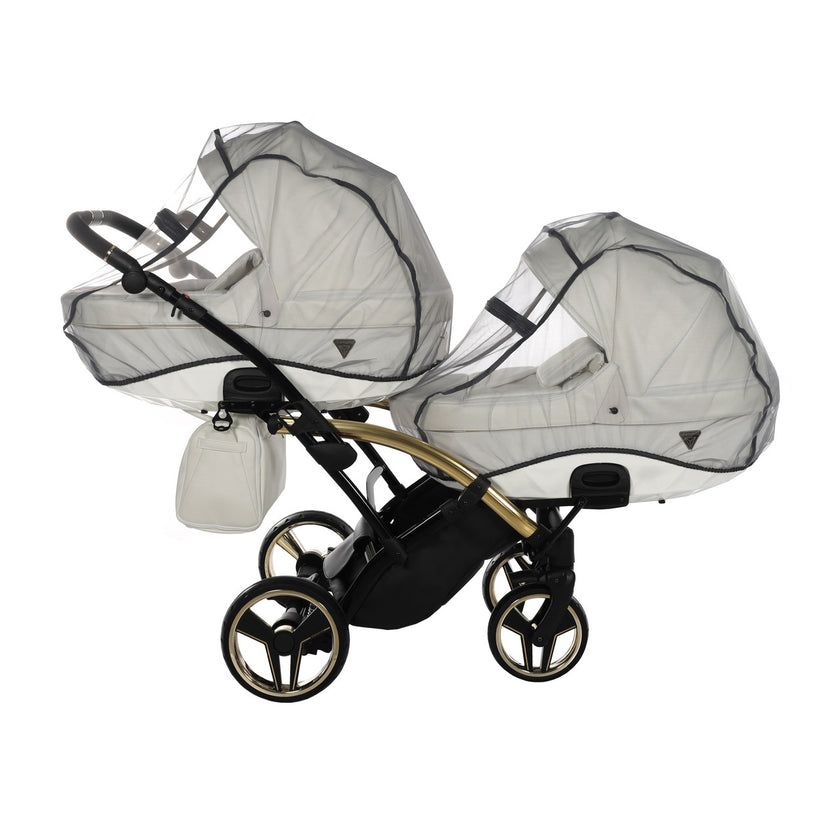 Poussette Double Slim Junama Fluo Individual - Blanc/Or - Mode Bébé Claye