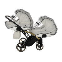 Poussette Double Slim Junama Fluo Individual - Blanc/Or - Mode Bébé Claye