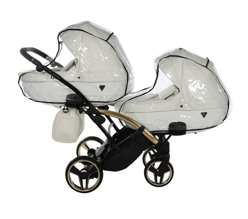 Poussette Double Slim Junama Fluo Individual - Blanc/Or - Mode Bébé Claye