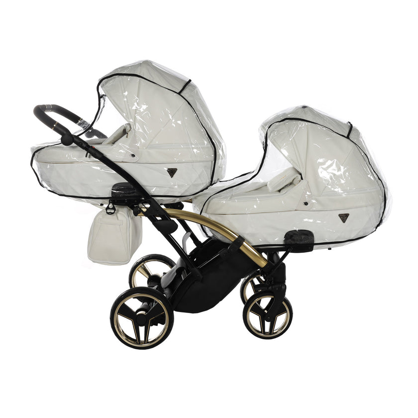 Poussette Double Slim Junama Fluo Individual - Blanc/Or - Mode Bébé Claye