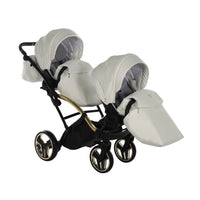Poussette Double Slim Junama Fluo Individual - Blanc/Or - Mode Bébé Claye