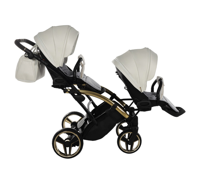 Poussette Double Slim Junama Fluo Individual - Blanc/Or - Mode Bébé Claye
