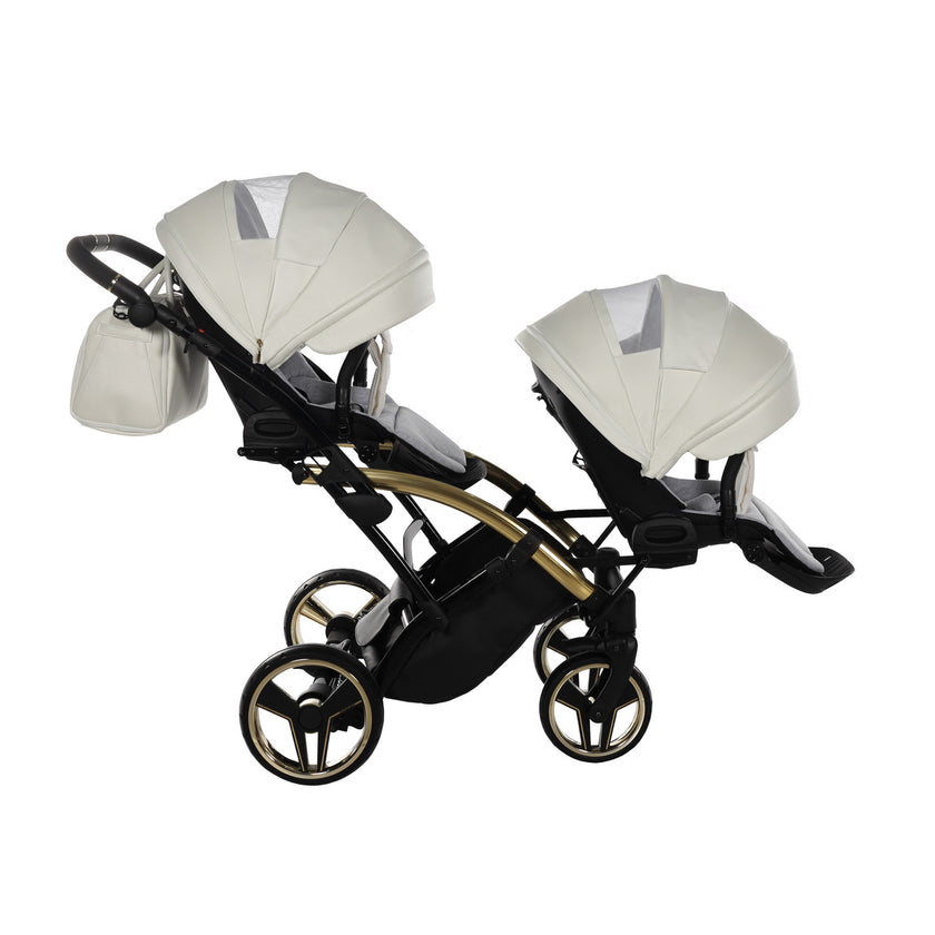 Poussette Double Slim Junama Fluo Individual - Blanc/Or - Mode Bébé Claye
