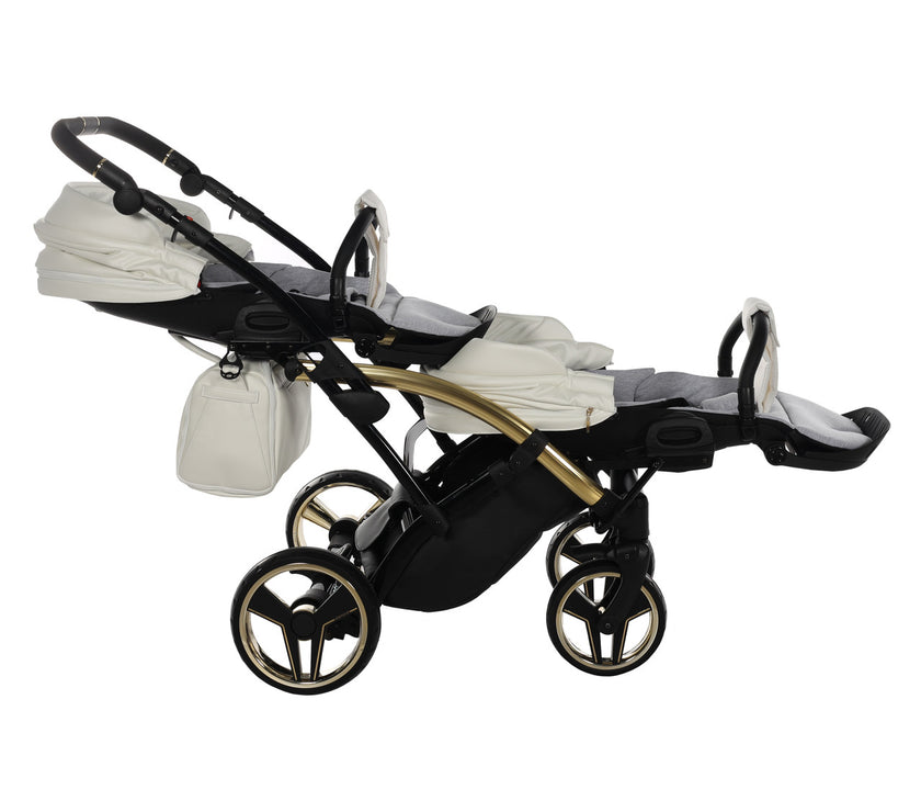 Poussette Double Slim Junama Fluo Individual - Blanc/Or - Mode Bébé Claye