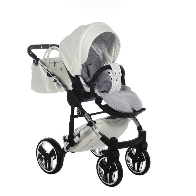 Poussette Junama Fluo Individual - Blanc /Argent - Mode Bébé Claye