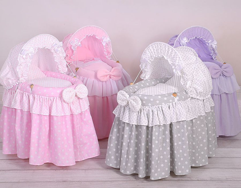 Couffin pour poupée avec capote - Rose
