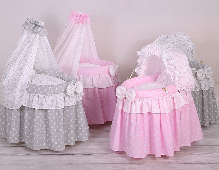 Couffin pour poupée avec capote - Rose