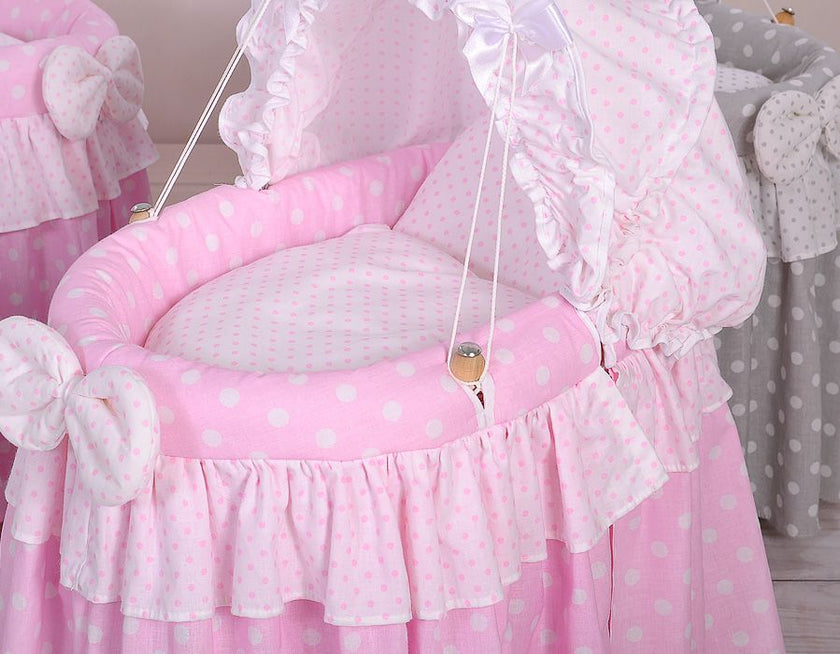 Couffin pour poupée avec capote - Rose