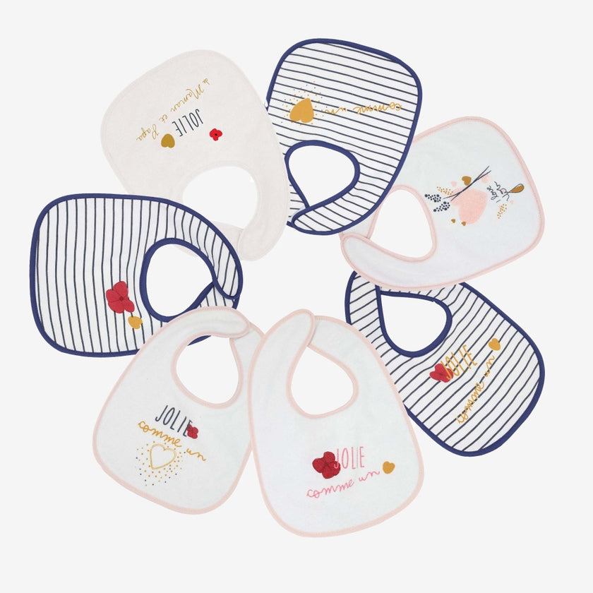 Lot de 7 bavoirs - Jolie comme un coeur
