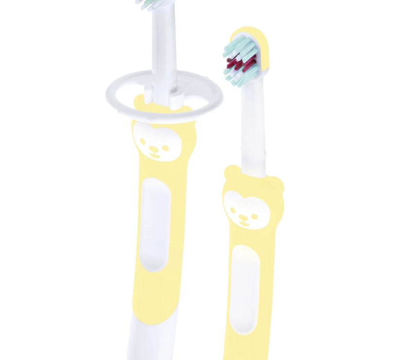 Kit de brosses à dents d'apprentissage x2 jaune - Mode Bébé Claye