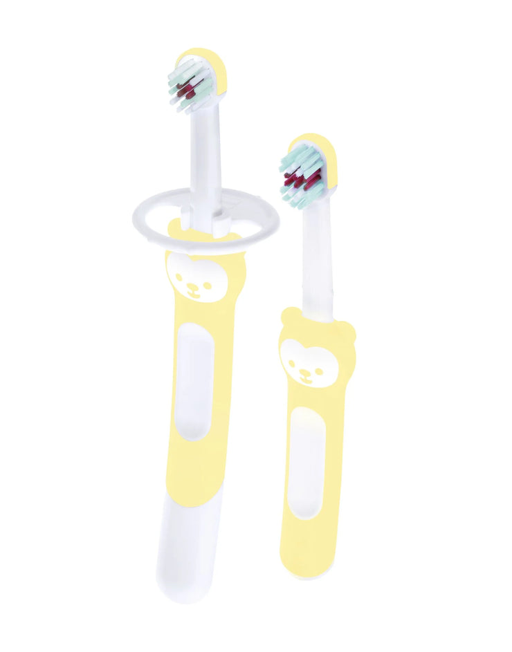 Kit de brosses à dents d'apprentissage x2 jaune - Mode Bébé Claye
