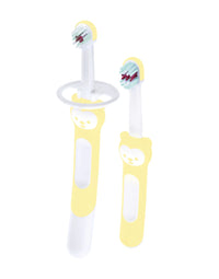 Kit de brosses à dents d'apprentissage x2 jaune - Mode Bébé Claye