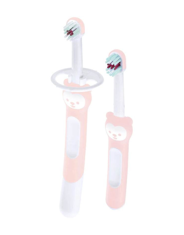 Kit de brosses à dents d'apprentissage  x2 rose - Mode Bébé Claye