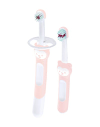 Kit de brosses à dents d'apprentissage  x2 rose - Mode Bébé Claye