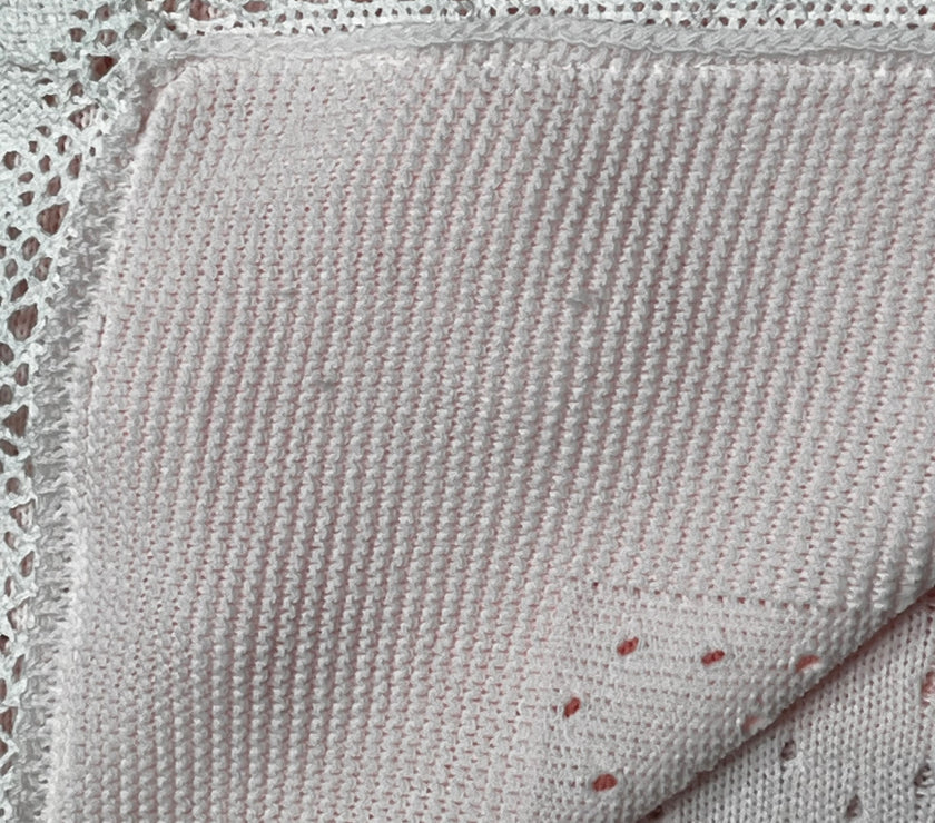 Couverture Bébé en Maille avec Nœud et Dentelle - Rose - Mode Bébé Claye