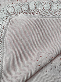 Couverture Bébé en Maille avec Nœud et Dentelle - Rose - Mode Bébé Claye