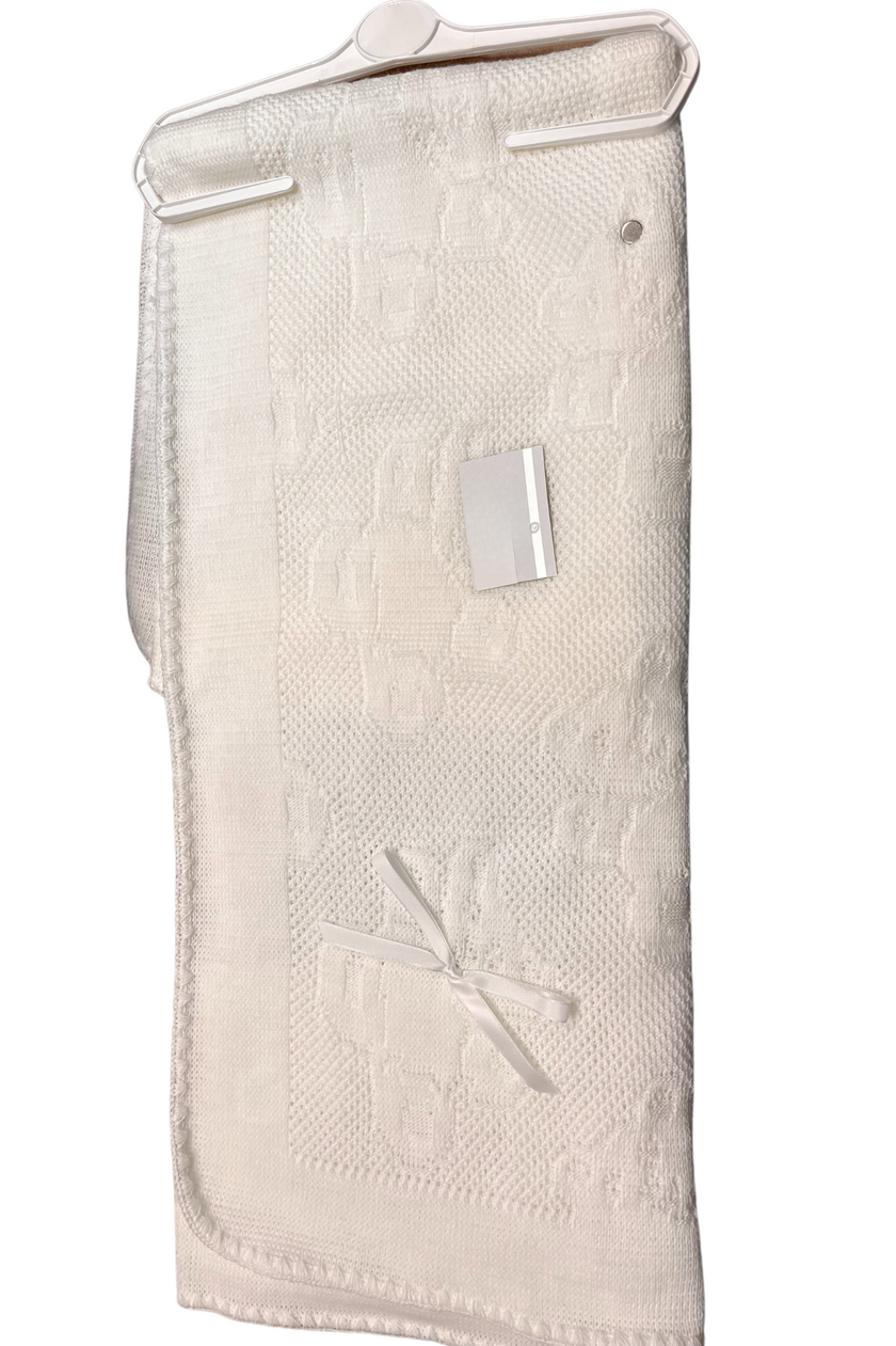 Couverture Bébé en Maille Blanc/Écru - Mode Bébé Claye