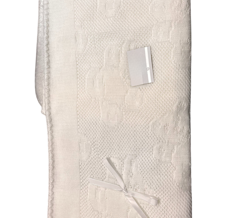 Couverture Bébé en Maille Blanc/Écru - Mode Bébé Claye