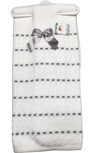 Couverture doublé en maille avec Nœud - Blanc/Gris - Mode Bébé Claye