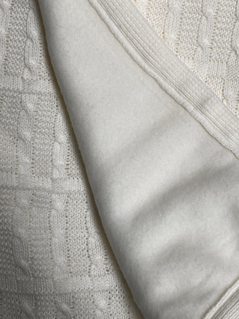 Couverture doublé en maille avec Nœud - Blanc/Gris - Mode Bébé Claye
