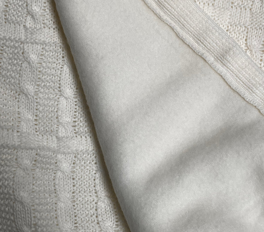Couverture doublé en maille avec Nœud - Blanc/Gris - Mode Bébé Claye