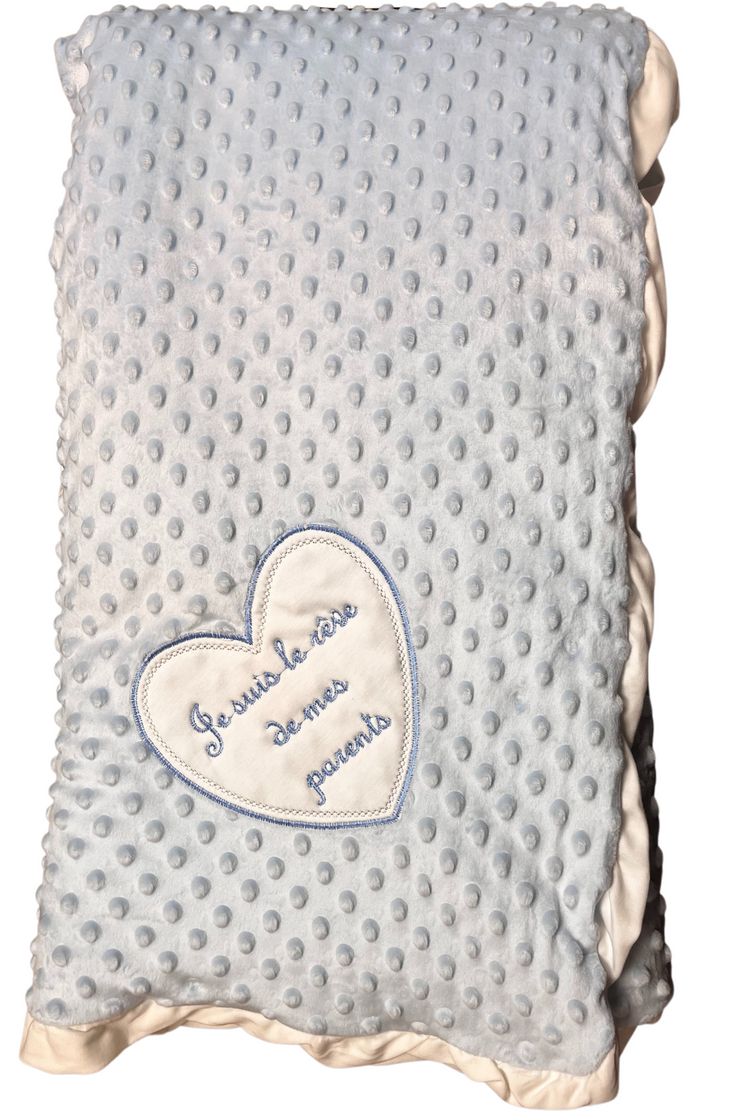 Couverture Doublée de Luxe pour Bébé "Je suis le rêve de mes Parents" - Bleu - Mode Bébé Claye