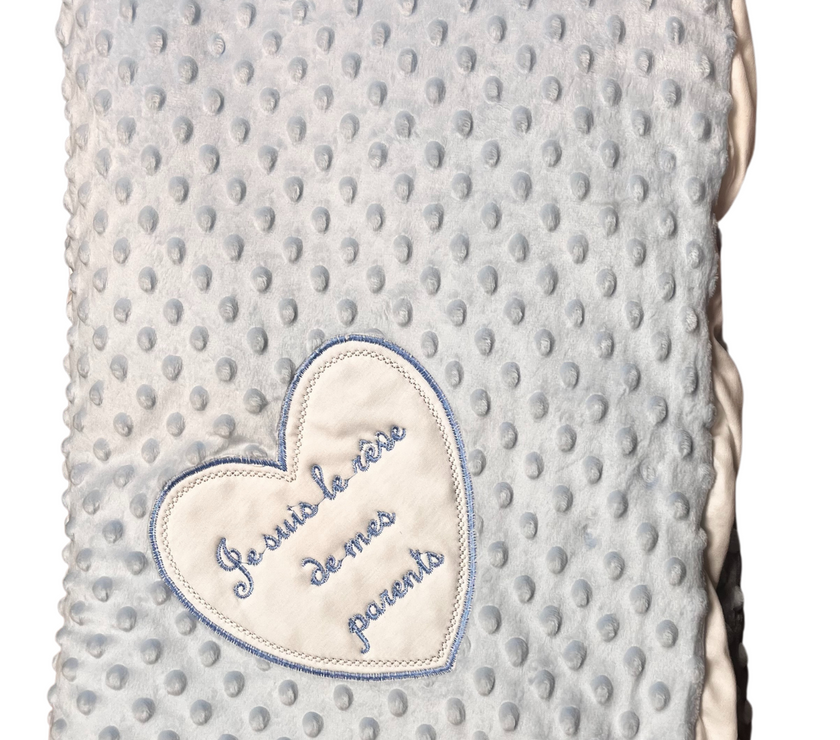 Couverture Doublée de Luxe pour Bébé "Je suis le rêve de mes Parents" - Bleu - Mode Bébé Claye