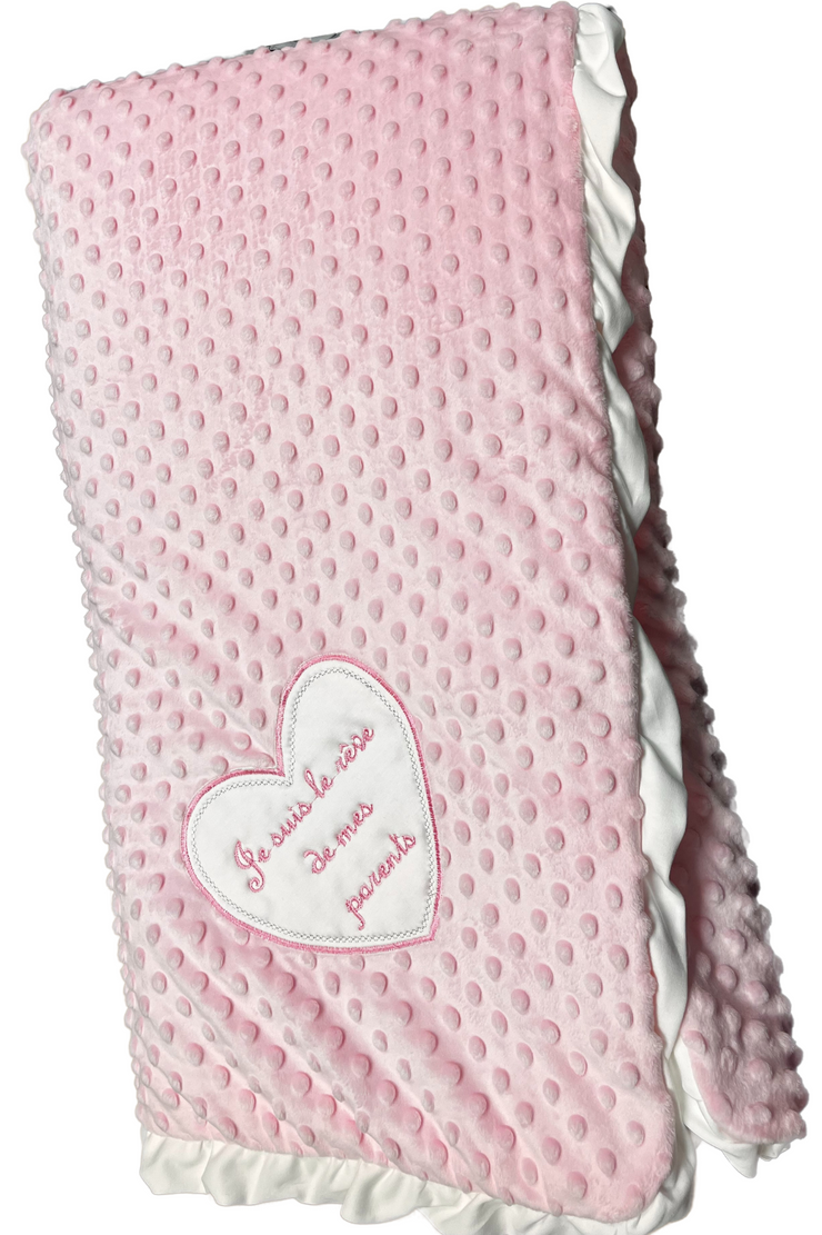 Couverture Doublée de Luxe pour Bébé "Je suis le rêve de mes Parents" - Rose - Mode Bébé Claye