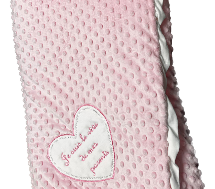 Couverture Doublée de Luxe pour Bébé "Je suis le rêve de mes Parents" - Rose - Mode Bébé Claye