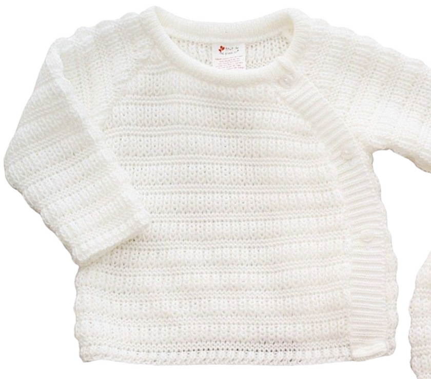 Ensemble de Naissance (0-3 mois) Mixte Unisexe Bébé - 3 Pièces en Tricot Maille Blanche - Mode Bébé Claye