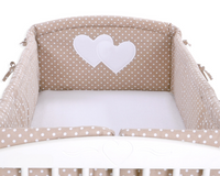 Tour de Lit Universel XXL - Cœurs et Pois Blancs sur Fond Marron - Mode Bébé Claye