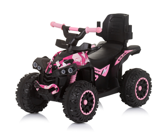 Voiture porteur pousseur avec poignée et auvent "ATV" Rose - Mode Bébé Claye