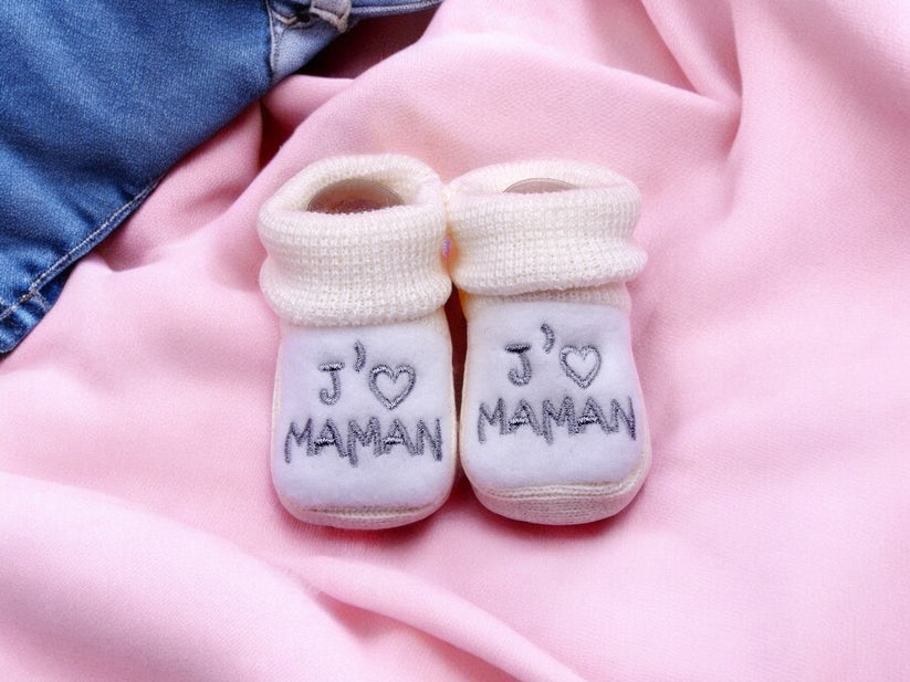 Chaussons pour Bébé (0 à 6 mois) - "J'aime Maman" - Mode Bébé Claye