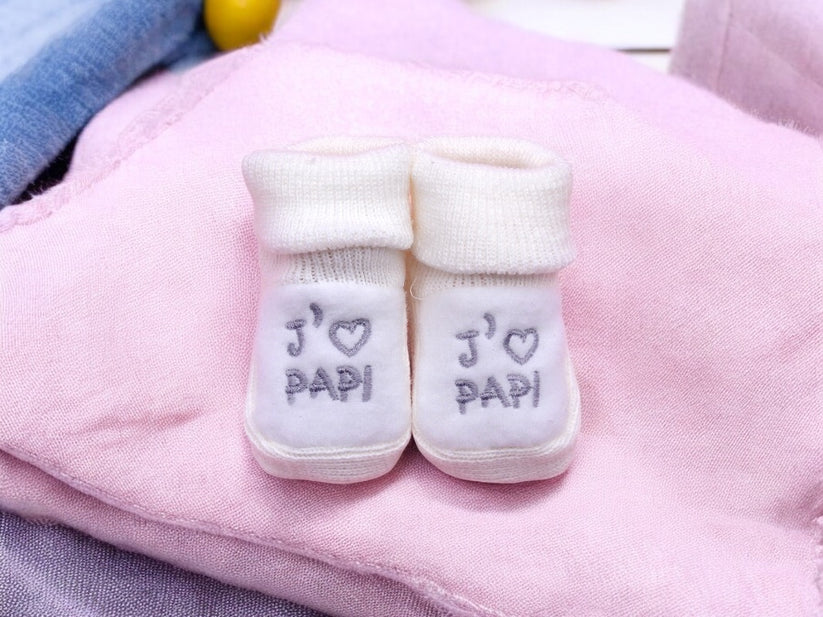 Chaussons pour Bébé (0 à 6 mois) - "J'aime Papi" - Mode Bébé Claye