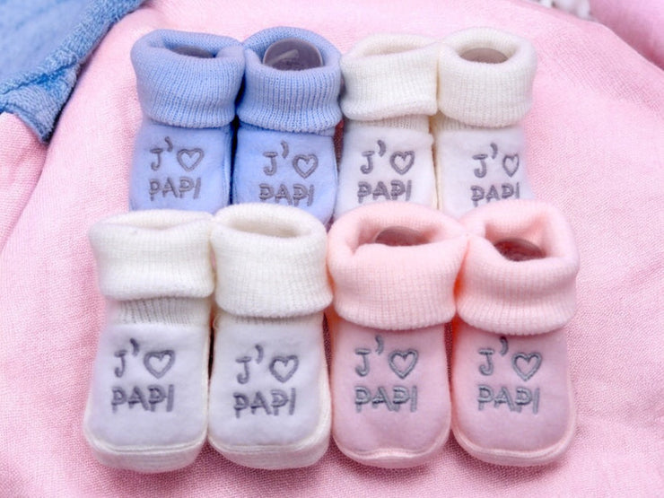 Chaussons pour Bébé (0 à 6 mois) - "J'aime Papi" - Mode Bébé Claye