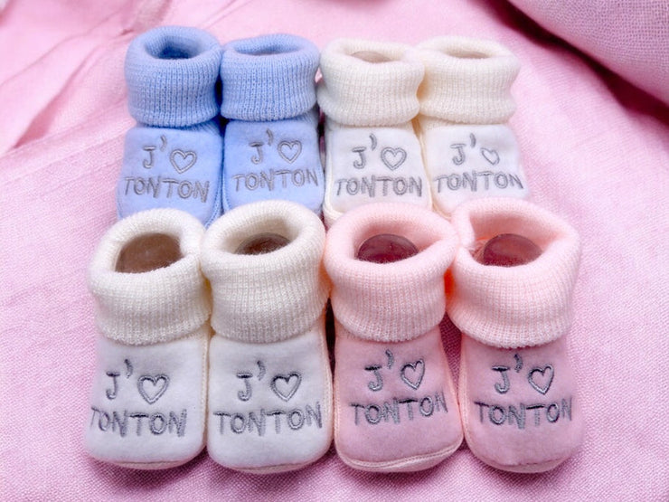 Chaussons pour Bébé (0 à 6 mois) - "J'aime Tonton" - Mode Bébé Claye