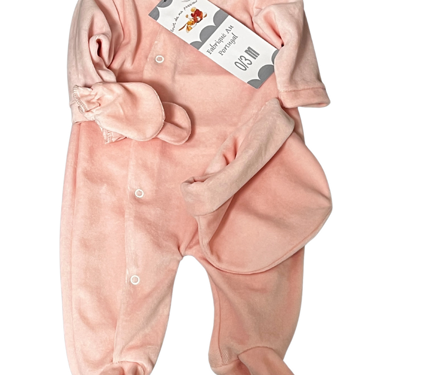Ensemble Bébé 3 Pièces Velours et Jersey - Taille : 0/3 mois - Mode Bébé Claye