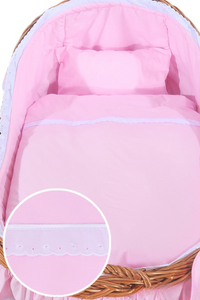 Berceau Crib en Bois  Carina naturel + literie rose - Mode Bébé Claye