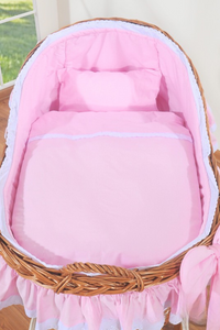 Berceau Crib en Bois  Carina naturel + literie rose - Mode Bébé Claye