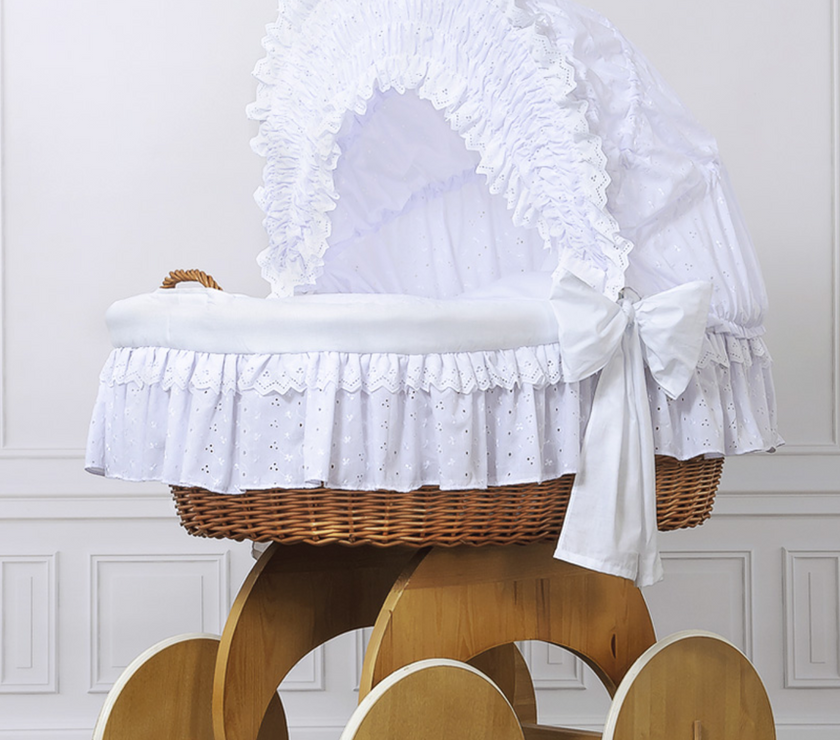Berceau en osier avec capuche Charlotte - Blanc - Mode Bébé Claye