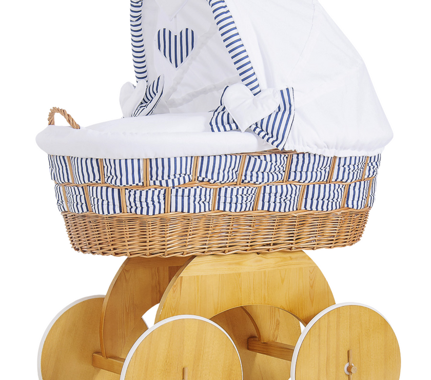 Berceau en Osier avec Capuche - Marina - Bleu - Mode Bébé Claye